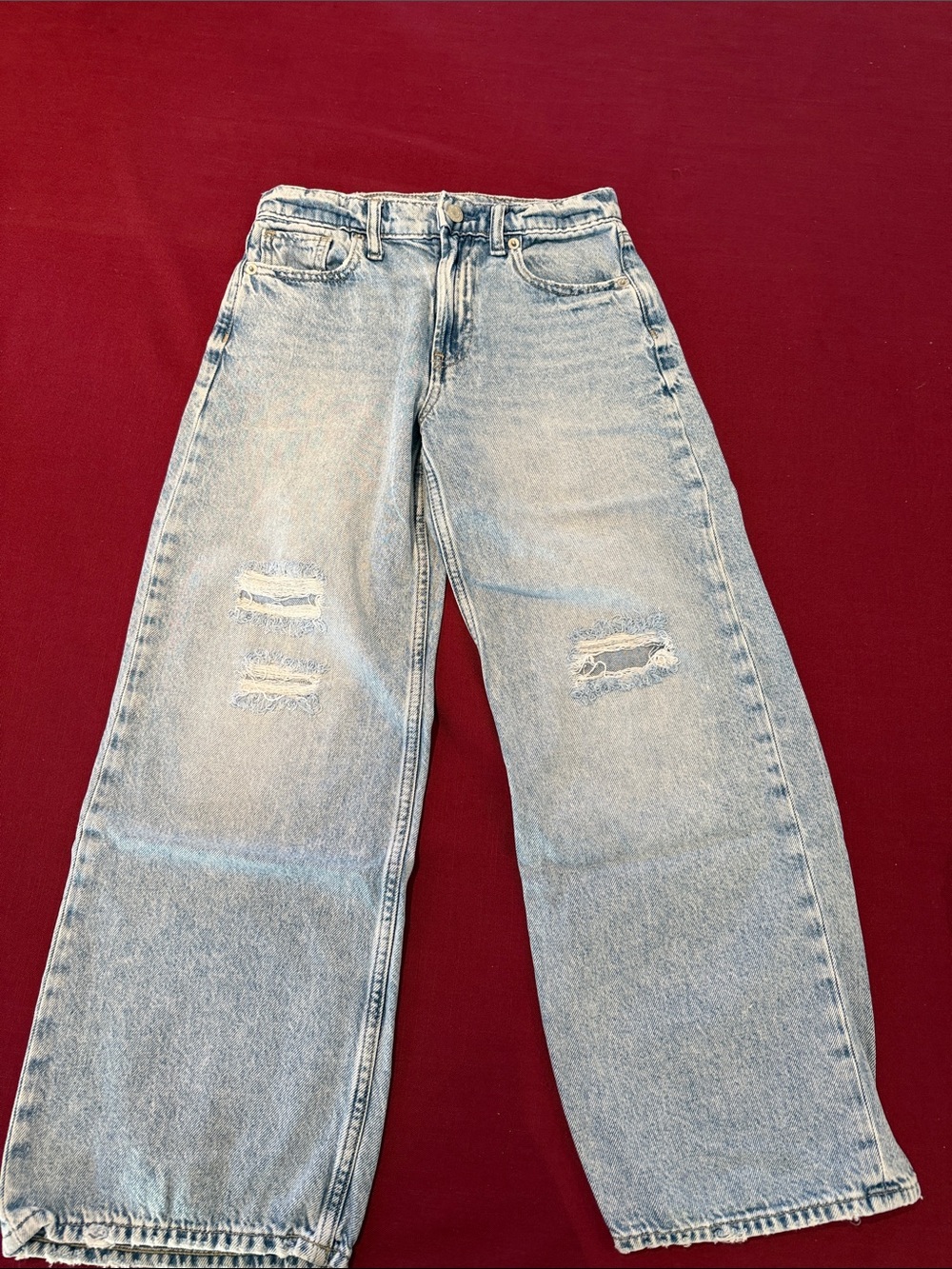 GAP Light Blue Distressed Wide-Leg Kids Jeans